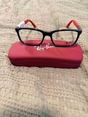 Ray-Ban Black Frame with Red Temples Eyeglasses